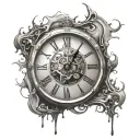 Dali style melted clock tattoo design idea