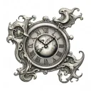 Dali style melted clock tattoo design idea