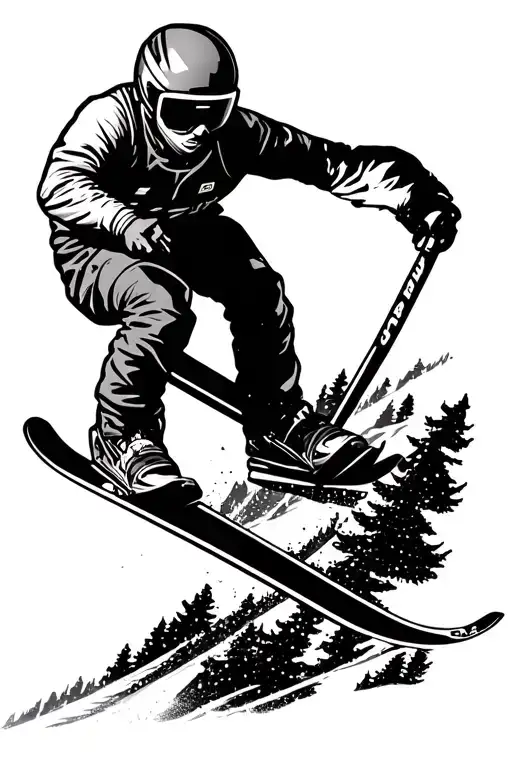 ski jumping tattoo design idea