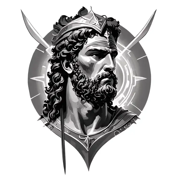 greek god and templar knight's tattoo design idea