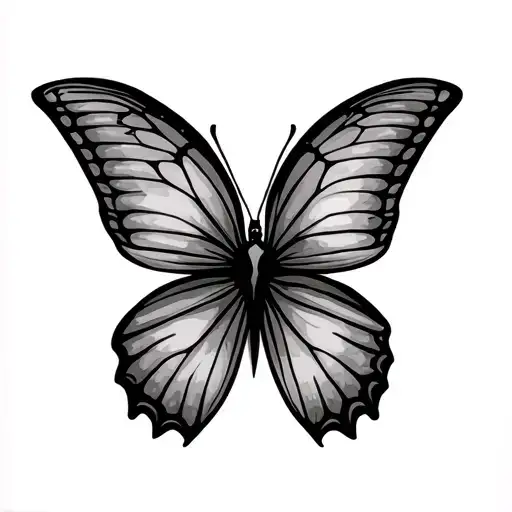 side view of butterfly wings tattoo design idea