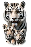 white tiger and cubs surrounded tattoo design idea