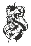 fire , ĥarley davidson bar tattoo design idea