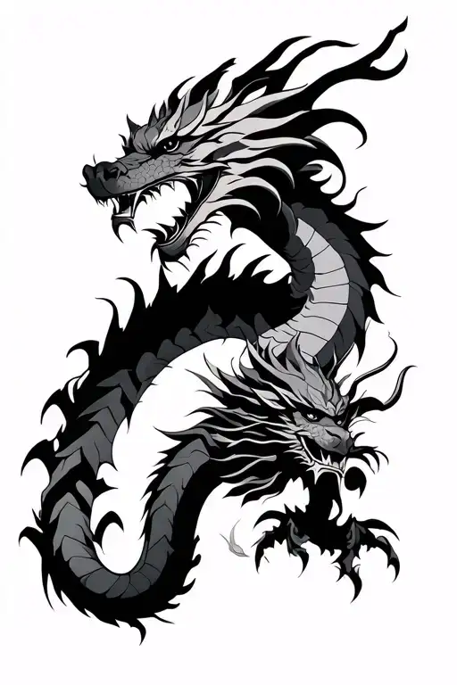 dragon and samurai warrior tattoo design idea