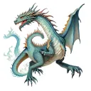 Hyper Realistic Dragon, full body view, Both Wings Open, Facing towards me, Background with mystic waves. tattoo design idea