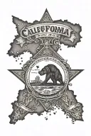 the state of california in the shape of a switchblade knife tattoo design idea