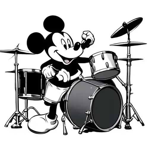 Mickey Mouse playing drums tattoo design idea