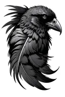 feather raven tattoo design idea