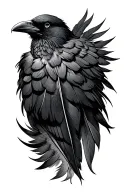 feather raven tattoo design idea