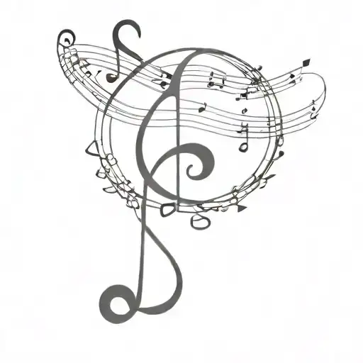 A minimalist tattoo design of a music note intertwined with a DNA strand, symbolizing the connection between music and life tattoo design idea