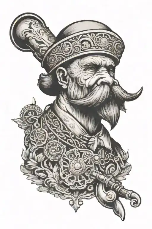 Whistle, walrus, tootsie pop Indian, mustache, whitetail, chariot of fire, gold ring, antiques, squeegee tattoo design idea