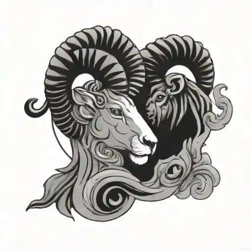 aries and leo star sign tattoo design idea