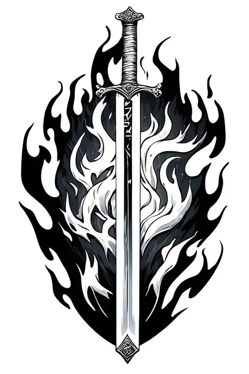 "If you are feeling disheartened. That somehow you aren't enough. Set your heart ablaze"rengoku flames sword in japanese tattoo design idea