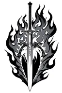"If you are feeling disheartened. That somehow you aren't enough. Set your heart ablaze"rengoku flames sword in japanese tattoo design idea