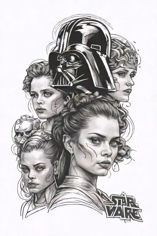 Padme and Darth Vader tattoo design idea