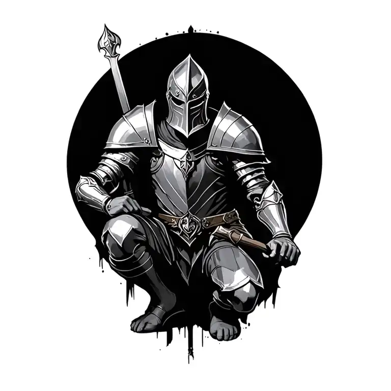 Kneeling Knight tattoo design idea