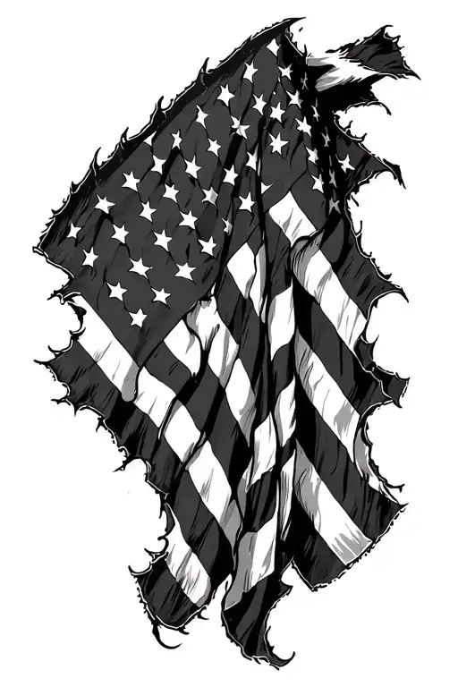 tattered american flag tattoo design idea