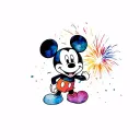 Mickey mouse with fireworks exploding tattoo design idea