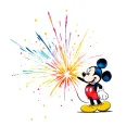 Mickey mouse with fireworks exploding tattoo design idea