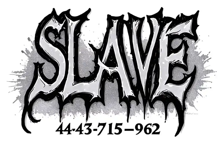 "Slave 443-5715-962" written underneath tattoo design idea