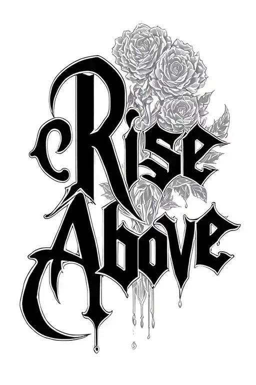 "Rise Above" gothic letters tattoo design idea