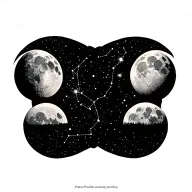 Side Boob tat of the moon phases with an emphasis on waning gibbous and the Virgo constellation incorporated realistic l tattoo design idea