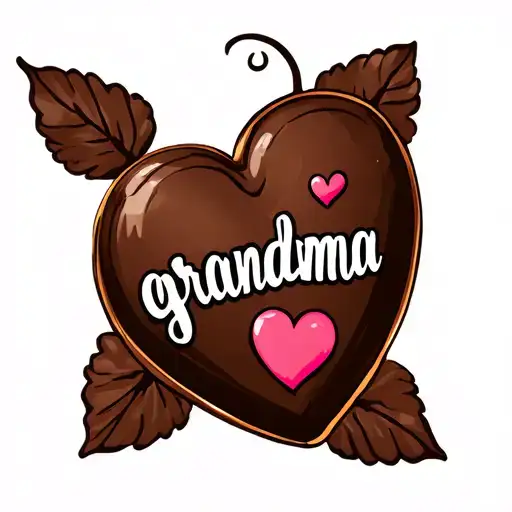 Chocolate heart with the word grandma written inside tattoo design idea
