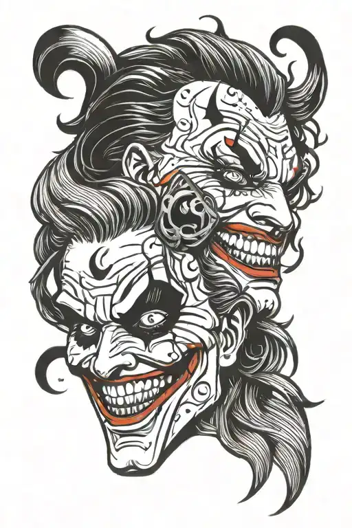 laugh now cry later mask joker tattoo design idea