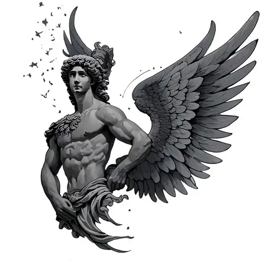greek god, wings, tattoo design idea