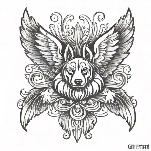 Dog  Paw and wings on each side tattoo design idea