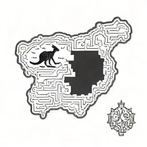 kangaroo tasmania map tattoo tattoo design idea