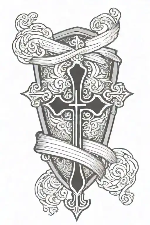 prayer shields cuffs cross tattoo design idea