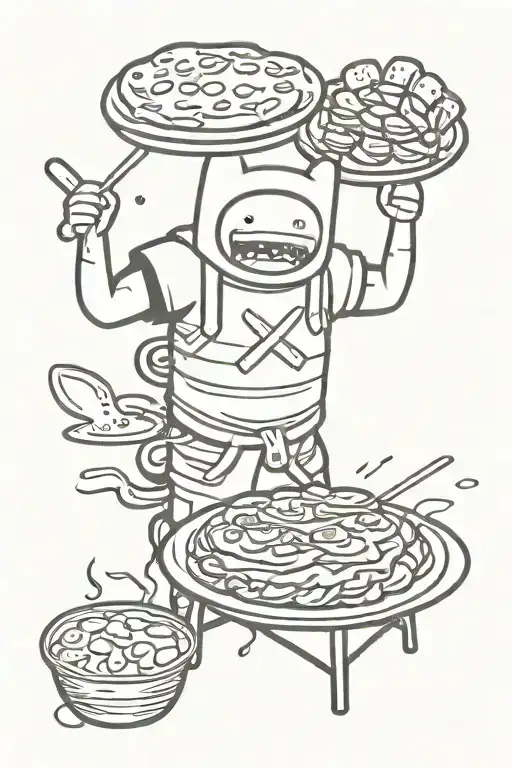 jake making bacon pancakes adventure time tattoo design idea