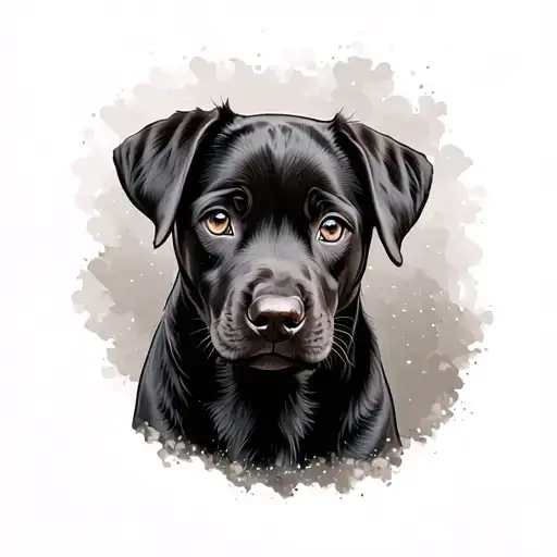 black labrador puppy tattoo design idea
