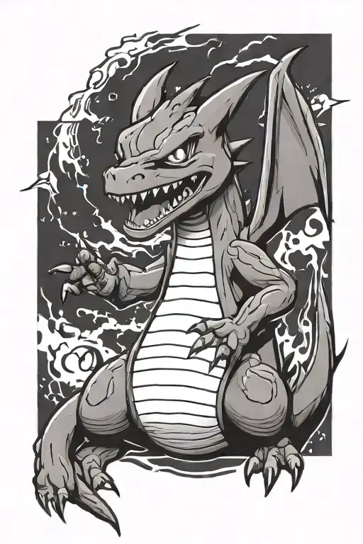 charizard pokemon gengar tattoo design idea