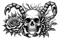 scorpion rose skull  tattoo design idea