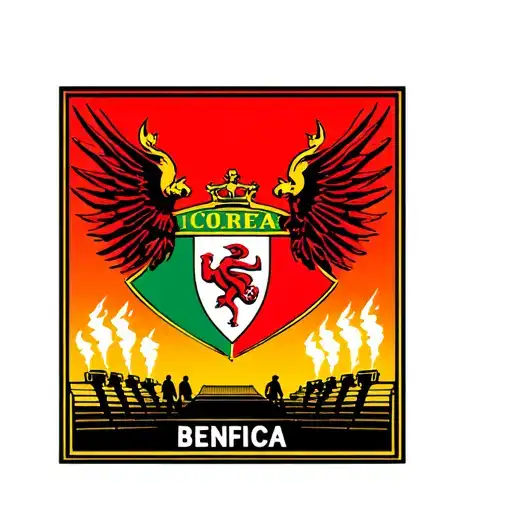 I want the Benfica symbol of the 1990s with the Light Stadium below and the fans walking to the stadium with torches tattoo design idea