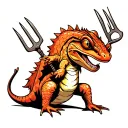 hellbender salamander holding a pitchfork tattoo design idea