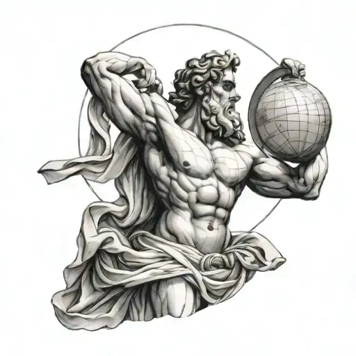Greek god Atlas holding the globe above his head tattoo design idea