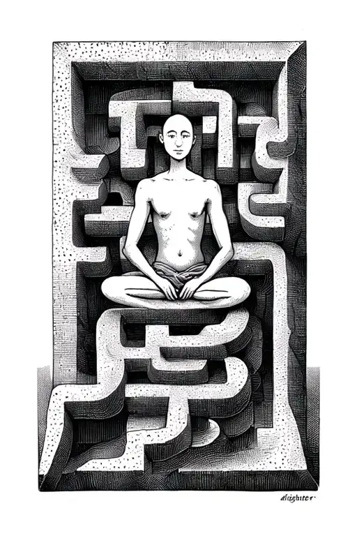 maze with stick figure sitting on top  tattoo design idea