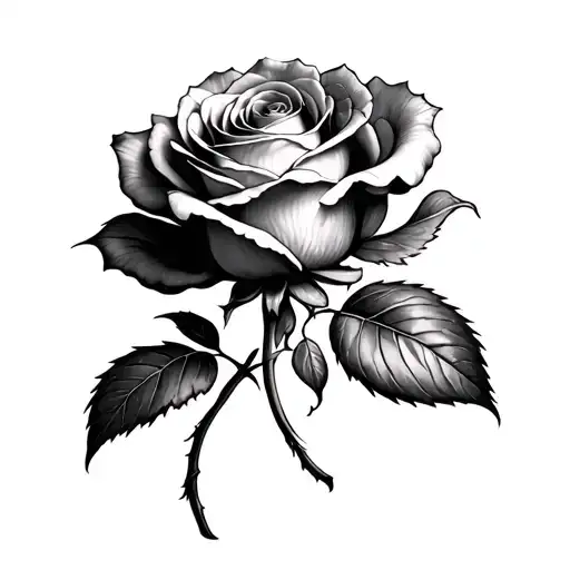 rose coming from concrete tattoo design idea