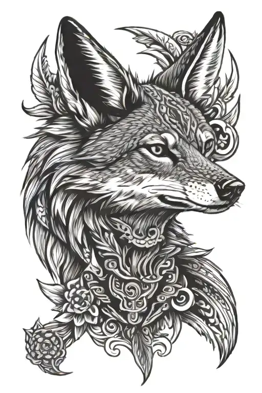 a coyote head tattoo design idea