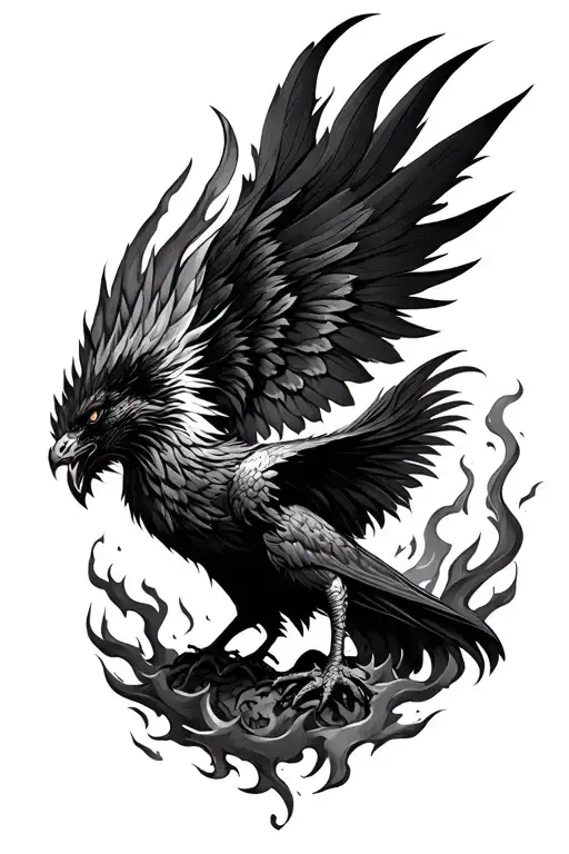 fierce black phenix rising from the ashes tattoo design idea