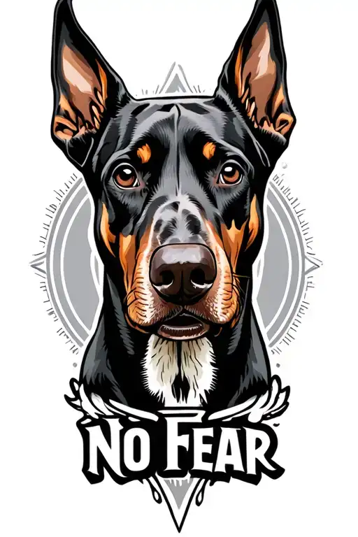 "No Fear" doberman dog tattoo design idea