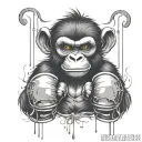 Monkey Boxing gloves rain falling tattoo design idea