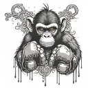 Monkey Boxing gloves rain falling tattoo design idea