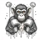 Monkey Boxing gloves rain falling tattoo design idea