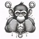 Monkey Boxing gloves rain falling tattoo design idea