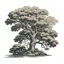 oak tree with stand sure text tattoo design idea