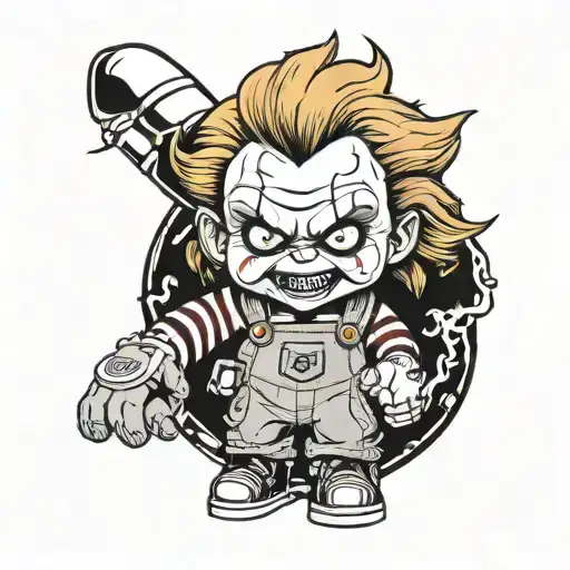 chucky cartoon simple pointalism tattoo design idea